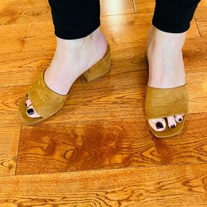 ***SOLD*** Qupid Tan Heeled Suede Sandals